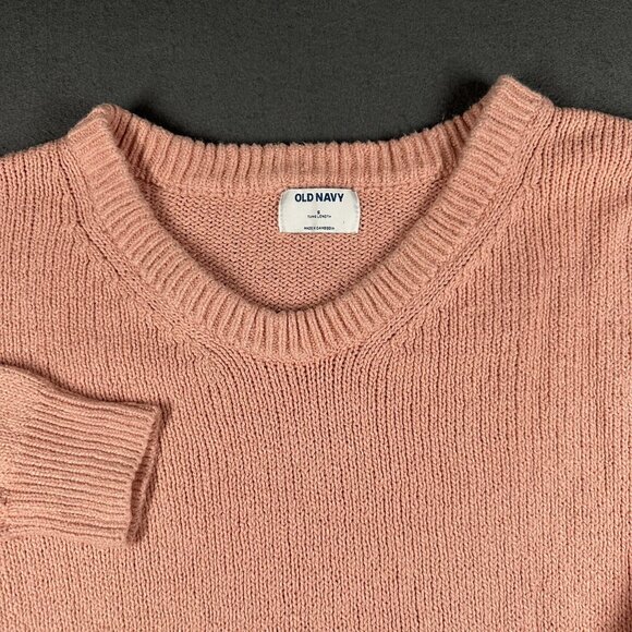 Old Navy Sweater Womens Small Pink Tunic Length V Neck Long Sleeve 100% Cotton - Picture 3 of 13
